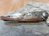 Deejo Art Nouveau Juniper Tattoo Folding Knife 37 Gram 4 3/8" Wood Framelock - 027