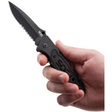 SOG Escape Black Lockback Stainless Steel Folding Serrated Blade Knife FF25CP