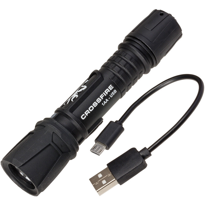 Browning Crossfire 1AA-USB Rechargeable White LED Black Body Flashligh – Atlantic Knife Company