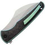 VDK Knives Vice Framelock Green Titanium/Carbon Fiber Folding M390 Knife 031   - On Sale