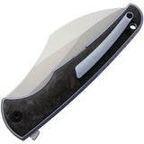 VDK Knives Vice Framelock Blue Titanium/Carbon Fiber Folding M390 Knife 032   - On Sale