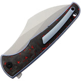 VDK Knives Vice Framelock Blue Titanium/Red Carbon Fiber Folding M390 Knife 033