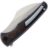 VDK Knives Vice Framelock Blue Titanium/Red Carbon Fiber Folding M390 Knife 033   - On Sale