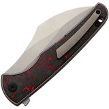 VDK Knives Vice Framelock Black Titanium/Red Carbon Fiber Folding M390 Knife 034   - On Sale