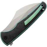VDK Knives Vice Framelock Green Titanium/Carbon Fiber Folding M390 Knife 036