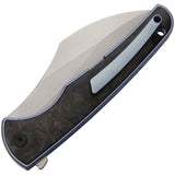 VDK Knives Vice Framelock Blue Titanium/Carbon Fiber Folding M390 Knife 041