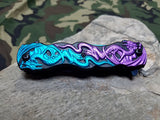 Dark Side Folding Knife Fantasy A/O Dragon 2 Double Blade Blue Purple - a045pb