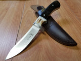 Elk Ridge 8 3/8" Stag Fixed Blade Hunting Knife W/ Leather Sheath 087