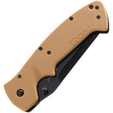 CRKT Crawford Kasper Linerlock Desert Brown Black Blade Plain Edge Folding Knife 6773db