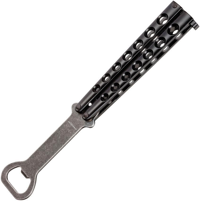 Boker Magnum Balisong Bottle Opener Stainless Black Aluminum Handles