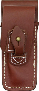 Carry All Brown Leather Belt Sheath Pouch for Folding Knife Tool UpTo 4 1/2