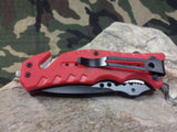 8" Master Folding Pocket Knife A/O Rescue Red Skull Medallion - A010RD