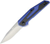 Kershaw Fraxion Linerlock Blue Handle Plain Satin Folding Blade Knife