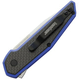 Kershaw Fraxion Linerlock Blue Handle Plain Satin Folding Blade Knife 1160BLU