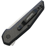 Kershaw Anso Fraxion Linerlock Black G10/CF Satin Plain Folding Knife 1160SAT