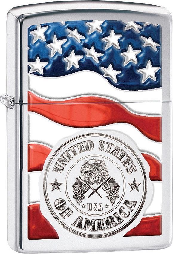 Zippo Lighter American Stamp on Flag Windproof United States USA New