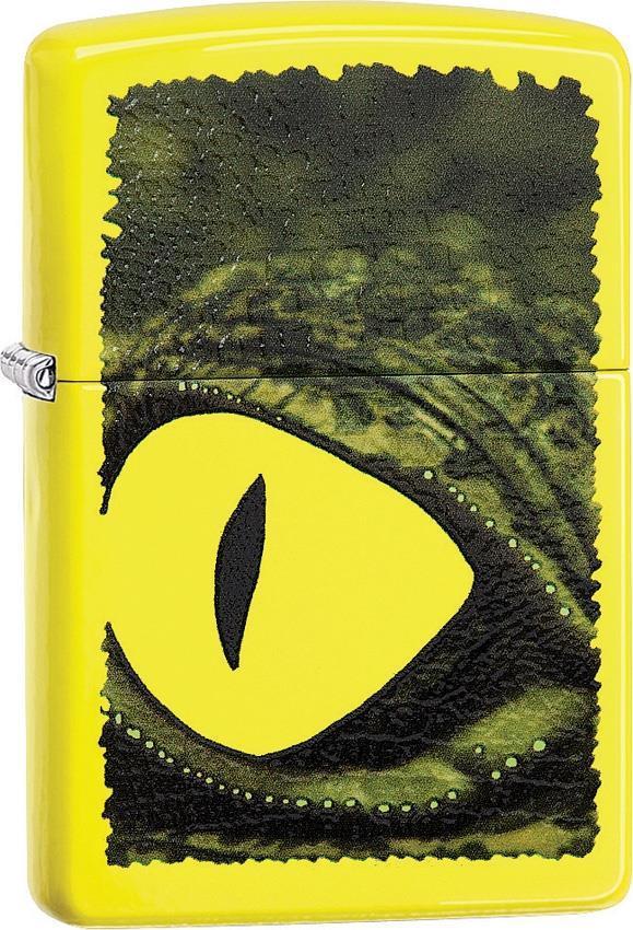 Zippo Lighter Alligator Eye Yellow Windproof USA New