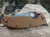 Spyderco Tenacious Folding Knife Black Plain Edge Brown G10 Reversible 122GPBBN