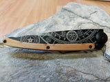 Deejo Fantasy Tattoo Witchcraft Black 37g Folding Knife - 1GB113