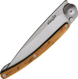 Deejo 27g Juniper Wood Handle Framelock Folding Stainless Blade Knife 9CB002