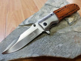 Elk Ridge 8" Pakkawood Folding Assisted Open Pocket Knife  Satin - A165PW