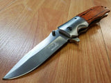 Elk Ridge 8" Pakkawood Folding Assisted Open Pocket Knife  Satin - A165PW