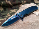Tac Force Folding Blue Mirror Pocket Knife Assist Open -  848BL