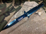 Tac Force Folding 9" Pocket Knife Mirror Blue Flipper A/O Assist - 884BL