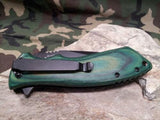 Elk Ridge A/O Spring Assisted Green Wood Black Folding Pocket Knife A002GW