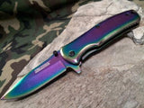 Tac Force Folding Rainbow Mirror Pocket Knife Assist Open - 848RB