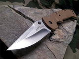 CRKT Crawford Kasper Desert Brown Folding Knife - Plain Edge - 6773d
