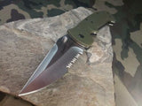 CRKT Crawford Kasper Folding Green Knife - Half Serrated - 6783sod