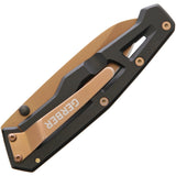 Gerber Paralite Framelock Rose Gold Folding Drop Blade Black Handle Knife 1344