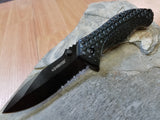 Z Hunter Black Skull Assisted Opening Part Serrated Folding Knife - 137BK