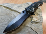 Z Hunter Black Skull Assisted Opening Part Serrated Folding Knife - 137BK
