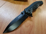 Z Hunter Black Skull Assisted Opening Part Serrated Folding Knife - 137BK