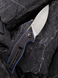 Civivi Anthropos Linerlock Blue Carbon Fiber Folding Knife Flipper 903b - On Sale
