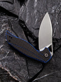 Civivi Anthropos Linerlock Blue Carbon Fiber Folding Knife Flipper 903b - On Sale