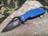Master Assisted Open Folding Knife Blue Pocket w/ Carabiner Clip Hiking - a027bl