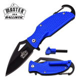 Master Assisted Open Folding Knife Blue Pocket w/ Carabiner Clip Hiking - a027bl