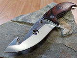 Elk Ridge 9" Folding Guthook Assisted Open Pocket Knife Brown Wood - A156HBW