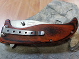 Elk Ridge 9" Folding Guthook Assisted Open Pocket Knife Brown Wood - A156HBW