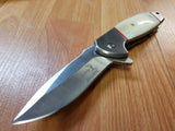Elk Ridge Ballistic Assisted Open White Smooth Bone Pocket Knife - A163BN