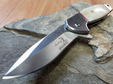 Elk Ridge Ballistic Assisted Open White Smooth Bone Pocket Knife - A163BN