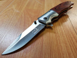Elk Ridge Spring Assisted Folding Pocket Knife Brown Wood Satin - a165nw