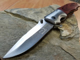 Elk Ridge Spring Assisted Folding Pocket Knife Brown Wood Satin - a165nw
