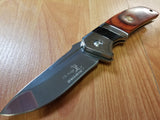Elk Ridge Brown Wood Folding Assisted Open Pocket Knife Satin Drop Pt - A167PW