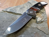 Elk Ridge Black Wood Folding Assisted Open Pocket Knife Plain Drop Pt - A167BK