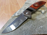 Elk Ridge Brown Wood Folding Assisted Open Pocket Knife Satin Drop Pt - A167PW
