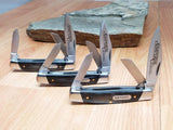 Schrade Lot of 3 Medium Stockman Imperial Red Brown Folding Pocket Knives